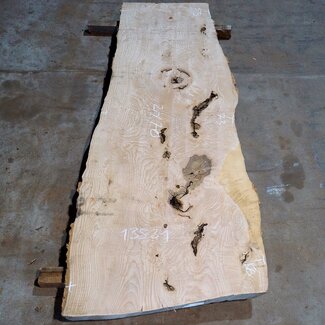 Ash Burl table top, approx. 2000 x 700/590/860 x 52 mm, 13531