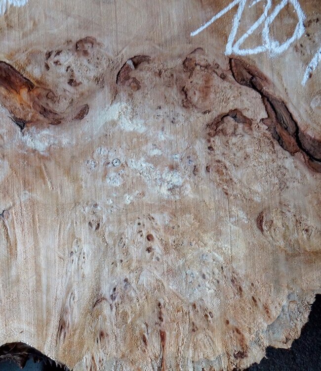 Pappel Maser Tischplatte, ca. 1200 x 630/980 x 65 mm, 13558