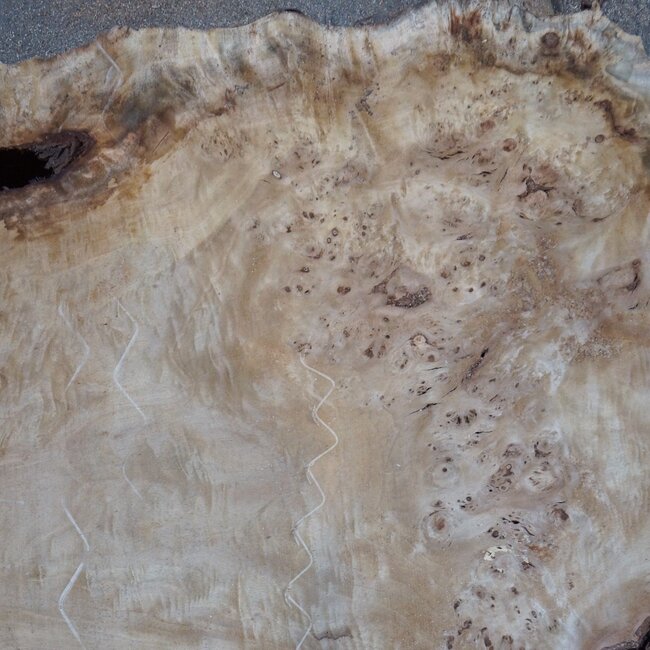 Mappa, poplar burl table top, approx. 2000 x 1200/460 x 65 mm, 13567