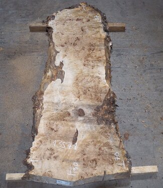 Mappa, poplar burl table top, approx. 1900 x 700/570 x 65 mm, 13571