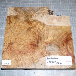 Amboina Maser, ca. 300 x 300 x 36-52 mm, 3,3 kg