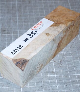 Amboyna burl knife handle, approx. 40 x 40 x 150 mm, 0,2 kg