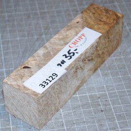 Amboyna burl knife handle, approx. 40 x 40 x 150 mm, 0,2 kg