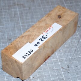 Amboyna burl knife handle, approx. 40 x 40 x 150 mm, 0,2 kg