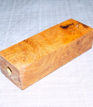 Afzelia burl knife handle, approx. 100(120) x 40 x 28 mm, 0,2 kg