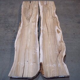 Dutch elm table top pair, approx. 2x 2750 x 470 x 50 mm, 13605a+b