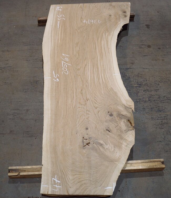 Oak table top, approx. 2050 x 610 x 55 mm, 13614