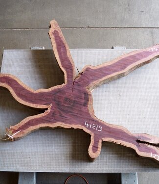 Purpleheart, star shaped slab, approx. 1280 x 1240 x 110-50 mm, 41219
