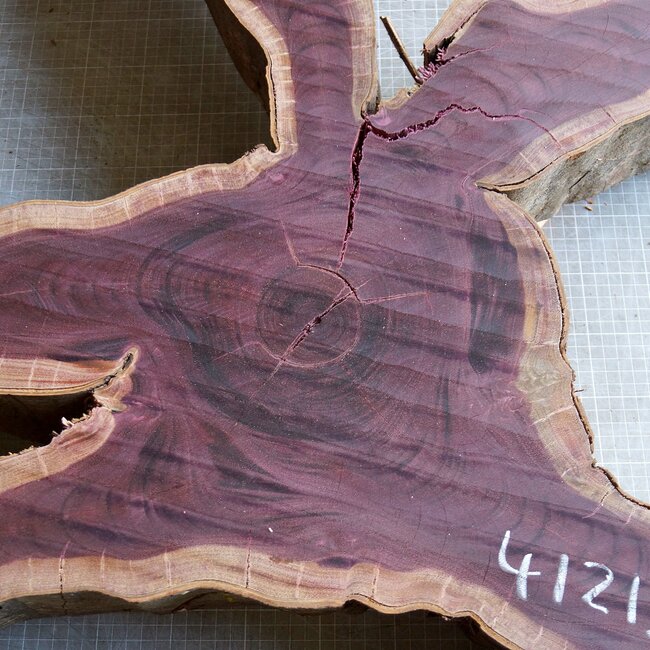 Purpleheart, star shaped slab, approx. 1280 x 1240 x 110-50 mm, 41219