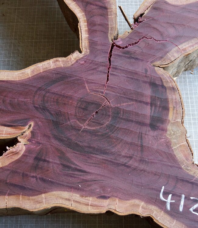 Purpleheart, star shaped slab, approx. 1280 x 1240 x 110-50 mm, 41219
