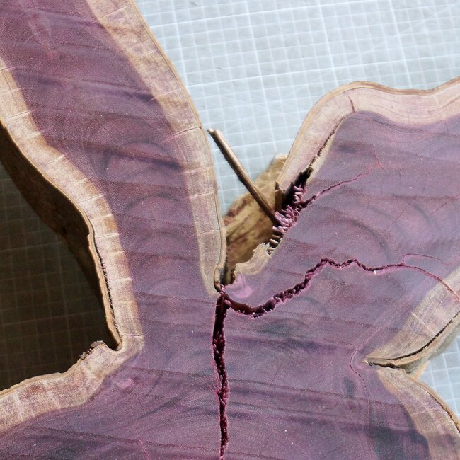 Purpleheart, star shaped slab, approx. 1280 x 1240 x 110-50 mm, 41219