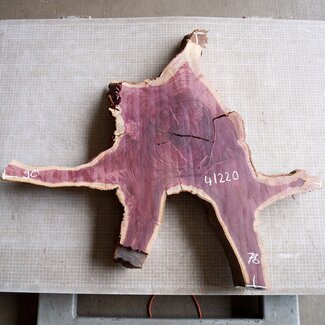 Purpleheart, star shaped slab, approx. 900 x 780 x 70 mm, 41220
