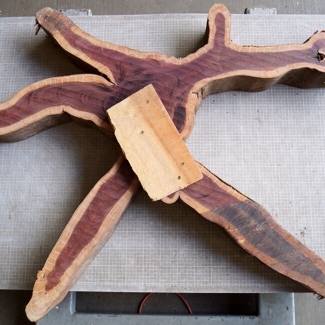 Purpleheart, star shaped slab, approx. 1280 x 1240 x 110-50 mm, 41219