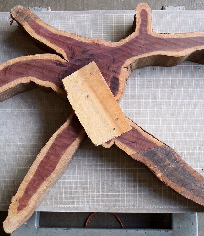 Purpleheart, star shaped slab, approx. 1280 x 1240 x 110-50 mm, 41219