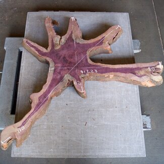 Purpleheart, star shaped slab, approx. 1190 x 620/800 x 100 mm, 41223
