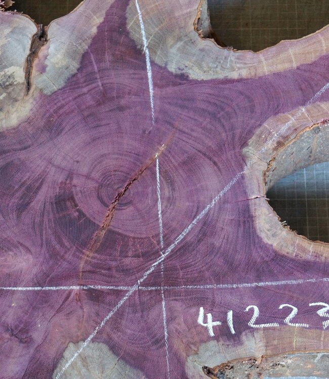 Purpleheart, star shaped slab, approx. 1190 x 620/800 x 100 mm, 41223