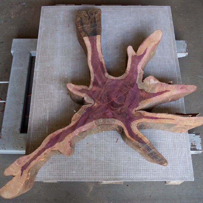 Purpleheart, star shaped slab, approx. 1190 x 620/800 x 100 mm, 41223