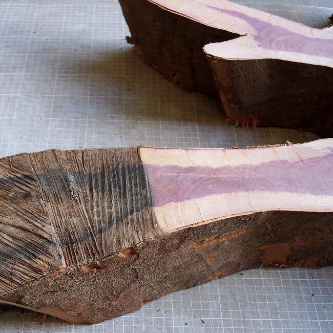 Purpleheart, star shaped slab, approx. 1190 x 620/800 x 100 mm, 41223