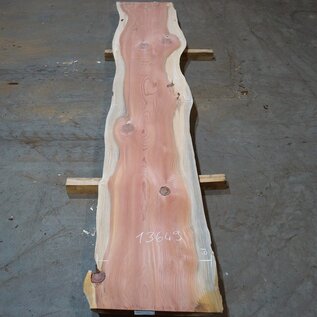 Redwood table top, approx. 3900 x 610/650/740 x 50 mm, 13649