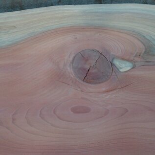 Redwood table top, approx. 3900 x 610/650/740 x 50 mm, 13649