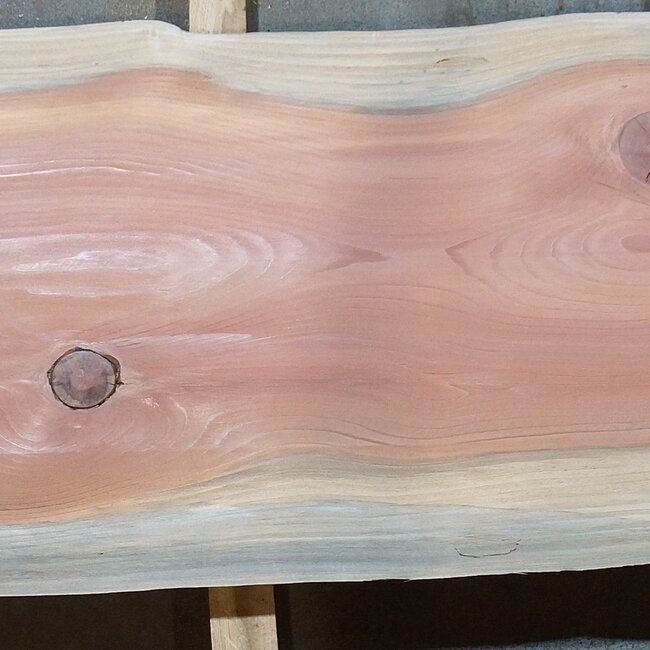 Redwood table top, approx. 3900 x 610/650/740 x 50 mm, 13649