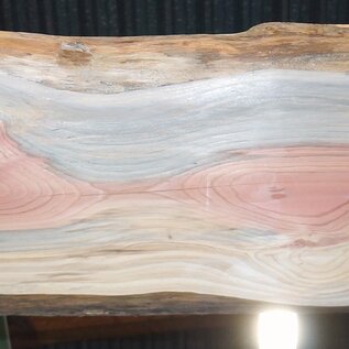 Redwood table top, approx. 3900 x 610/650/740 x 50 mm, 13649