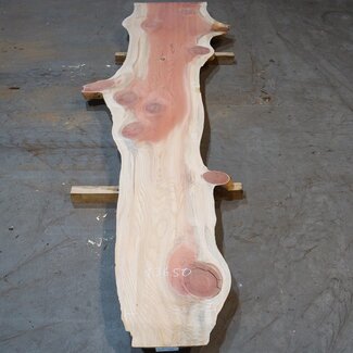 Redwood table top, approx. 4000 x 410/580/910 x 55 mm, 13650