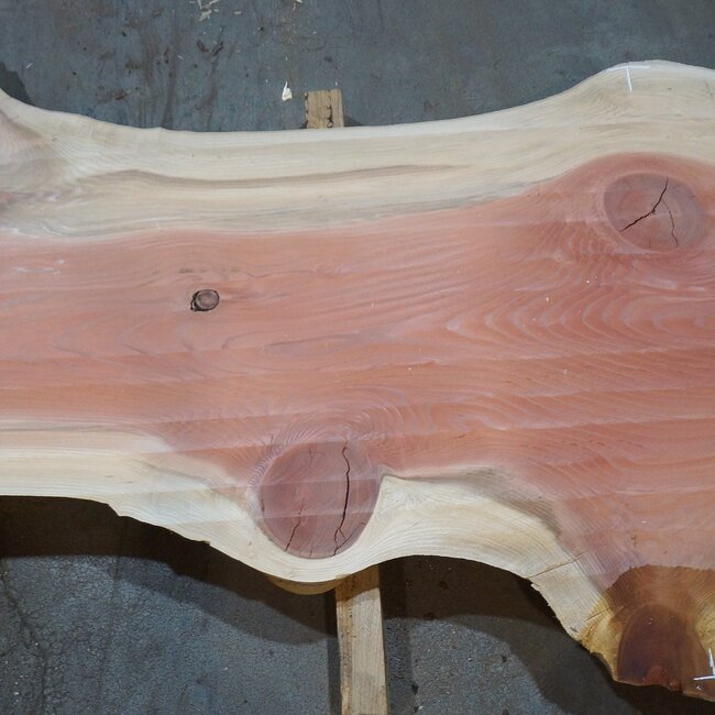 Redwood table top, approx. 4000 x 410/580/910 x 55 mm, 13650