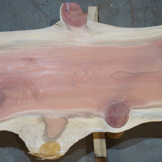 Redwood table top, approx. 4000 x 570/1030/900 x 50 mm, 13651