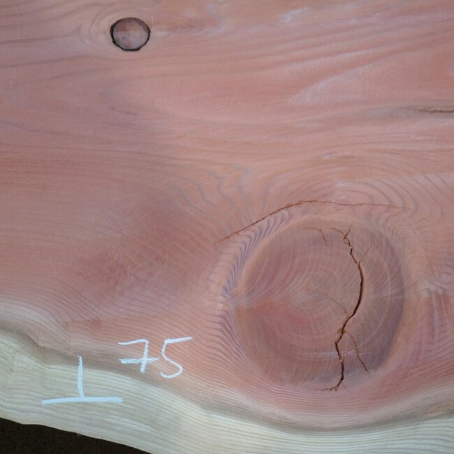 Redwood table top, approx. 4000 x 570/1030/900 x 50 mm, 13651