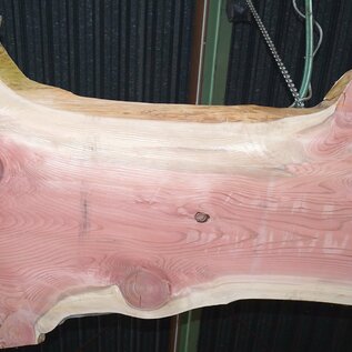 Redwood table top, approx. 4000 x 570/1030/900 x 50 mm, 13651