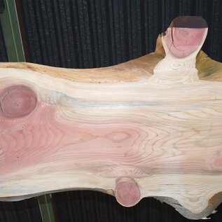 Redwood table top, approx. 4000 x 570/1030/900 x 50 mm, 13651