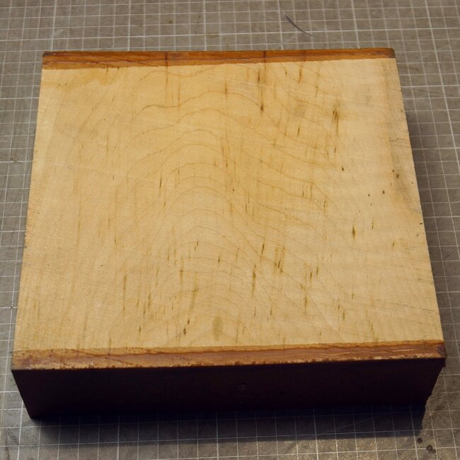 Maple, fiddleback, approx.  204 x 202 x 52mm, 1,52kg