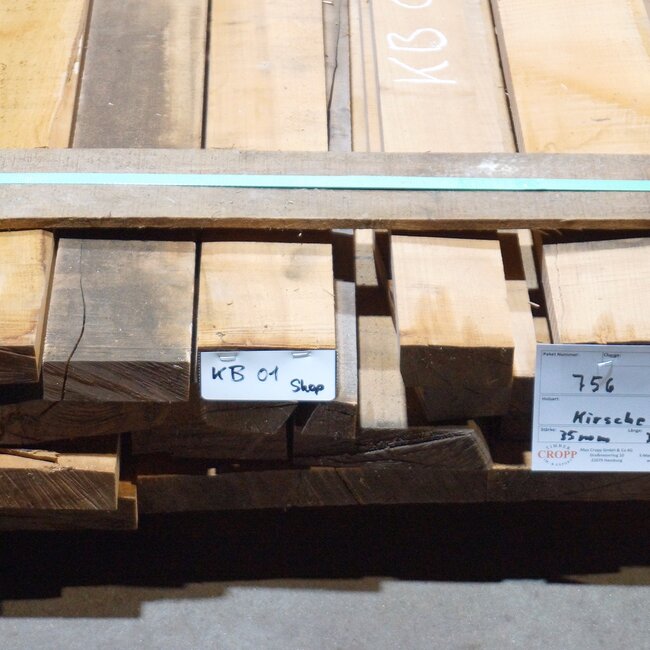 B Quality, european Cherry lumber, 35 mm thickness, KB 01 B