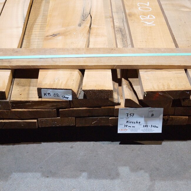 B Quality, european Cherry lumber, 35 mm thickness, KB 02 B