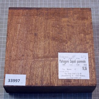 Sapeli Mahogany pommelé, approx. 174 x 170 x 54mm, 1,08kg