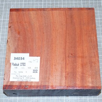 Padouk, approx. 190 x 190 x 52 mm, 1,5 kg
