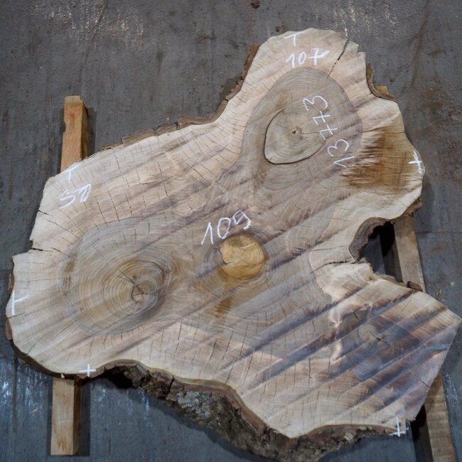 Walnut, slab, approx. 1090 x 1070/500 x 130 mm, 13773