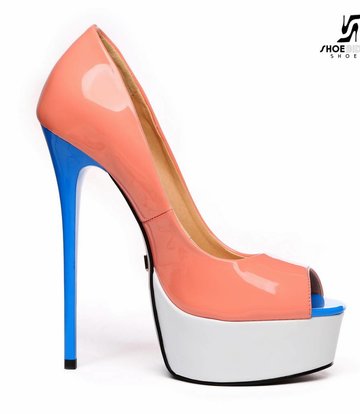 Giaro Pink white and blue open toe Giaro "Galana" platform pumps