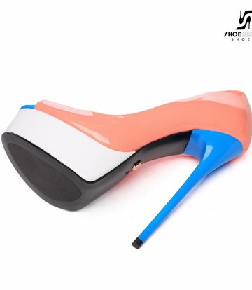 Giaro Pink white and blue open toe Giaro "Galana" platform pumps