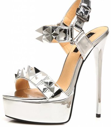 Giaro Zilveren studded glimmende  "Galana" platform sandalen