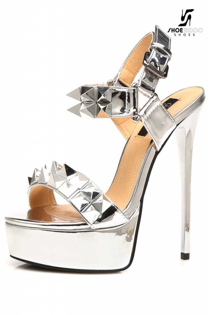 silver high heel platform sandals