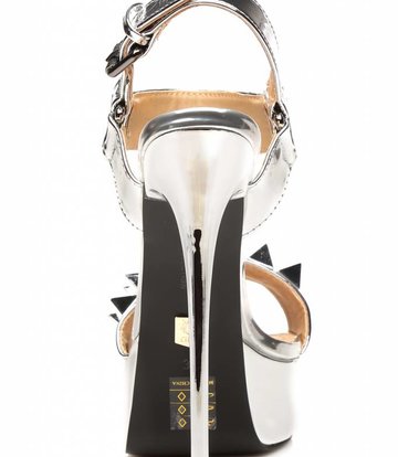 Giaro Zilveren studded glimmende  "Galana" platform sandalen