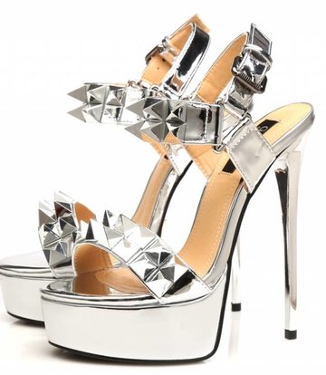 Giaro Zilveren studded glimmende  "Galana" platform sandalen