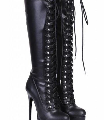 Giaro Black lace-up ultra "Galana MAHAUTE" knee boots