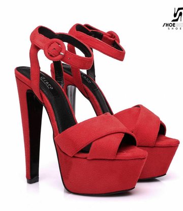 Giaro Red velour Giaro "Destroyer" sandals with anklestrap