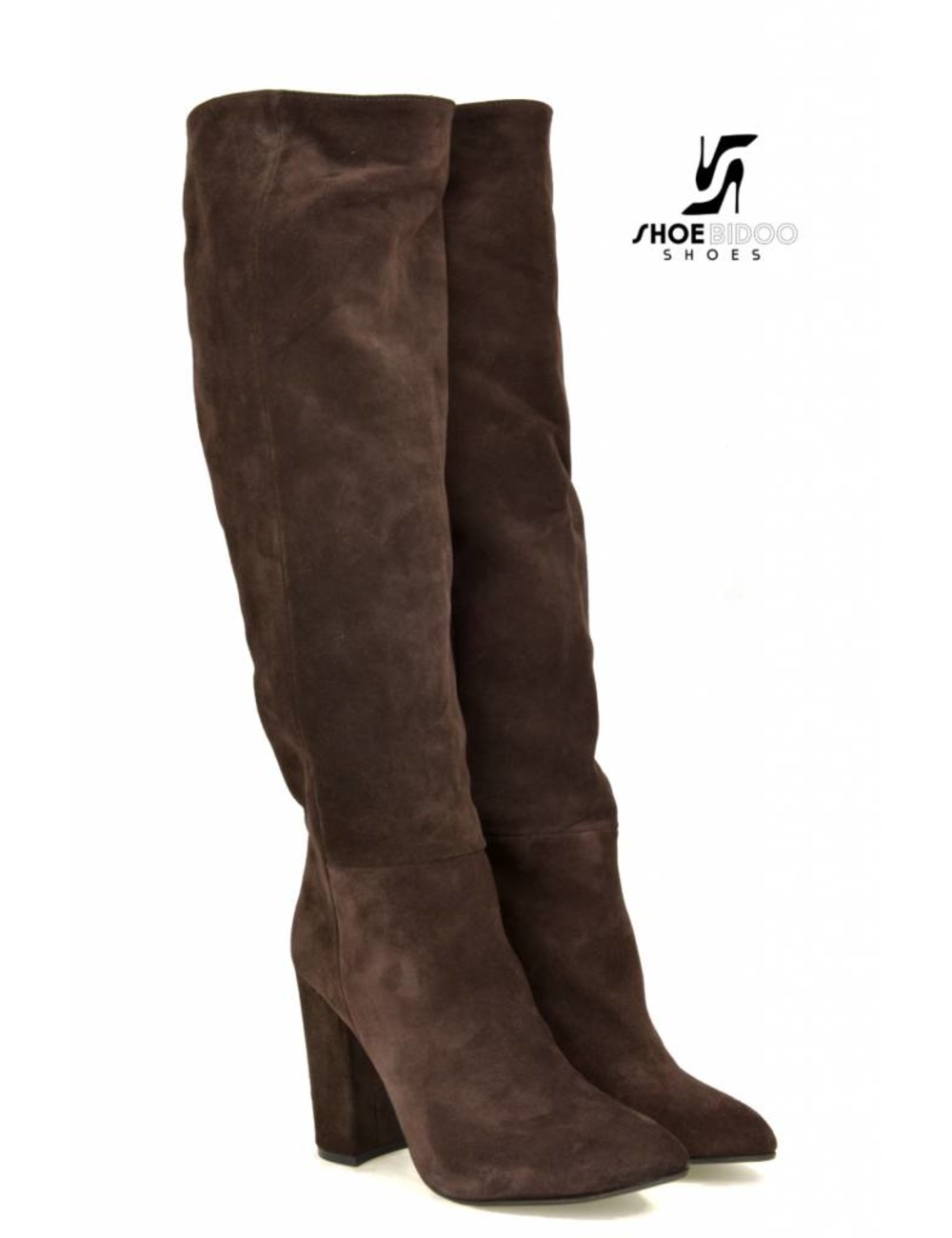 Sanctum Long pull on knee boots with high heels in suede -OUTLET