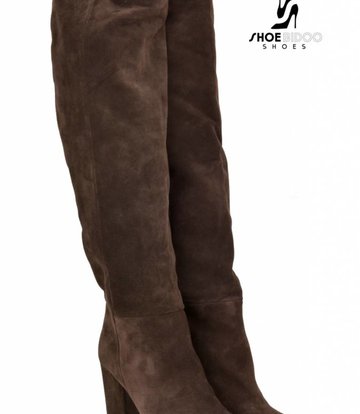 Sanctum Long pull on knee boots with high heels in suede -OUTLET