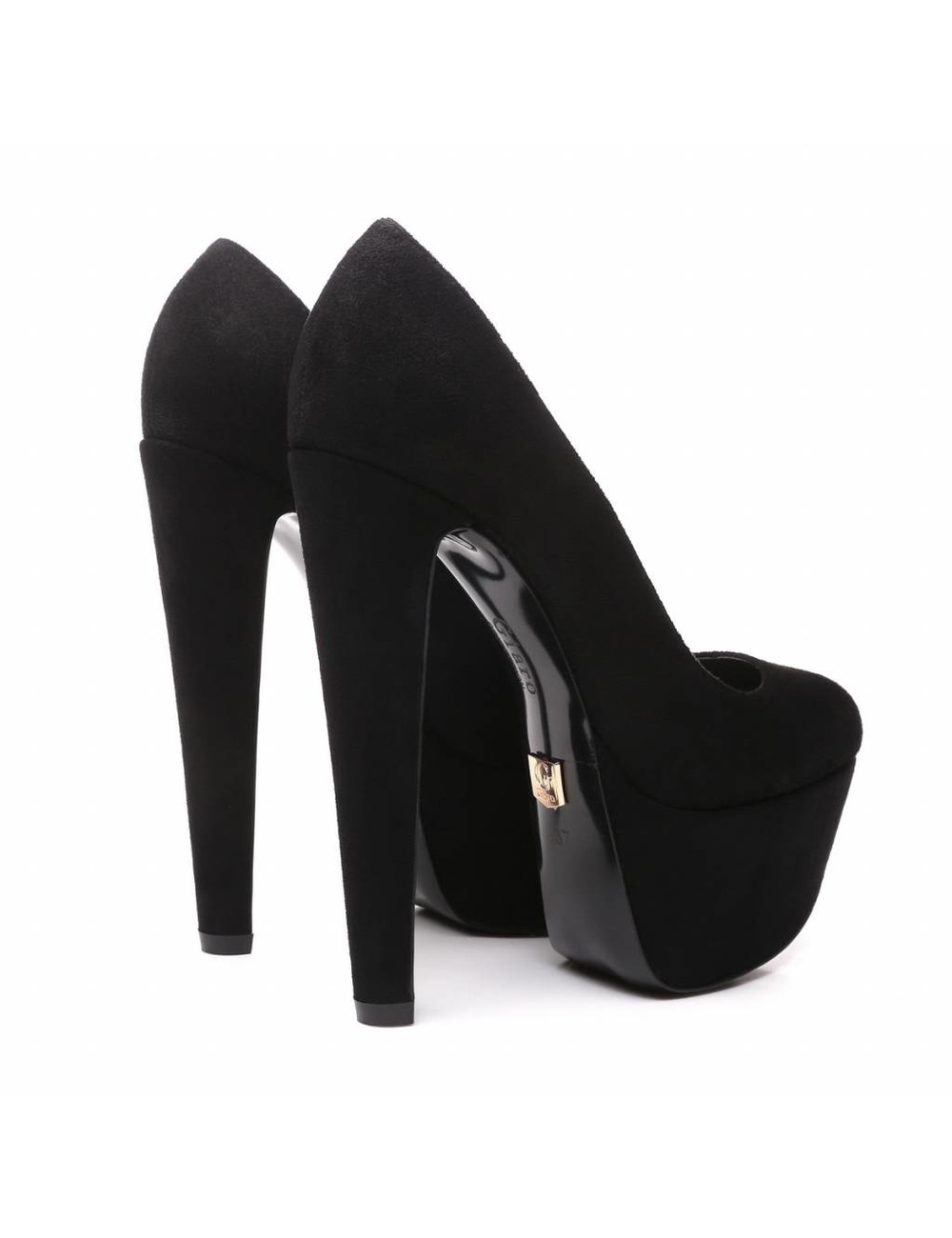 Giaro Zwarte velour Giaro "Destroyer" platform pumps met hoge dikke hakken