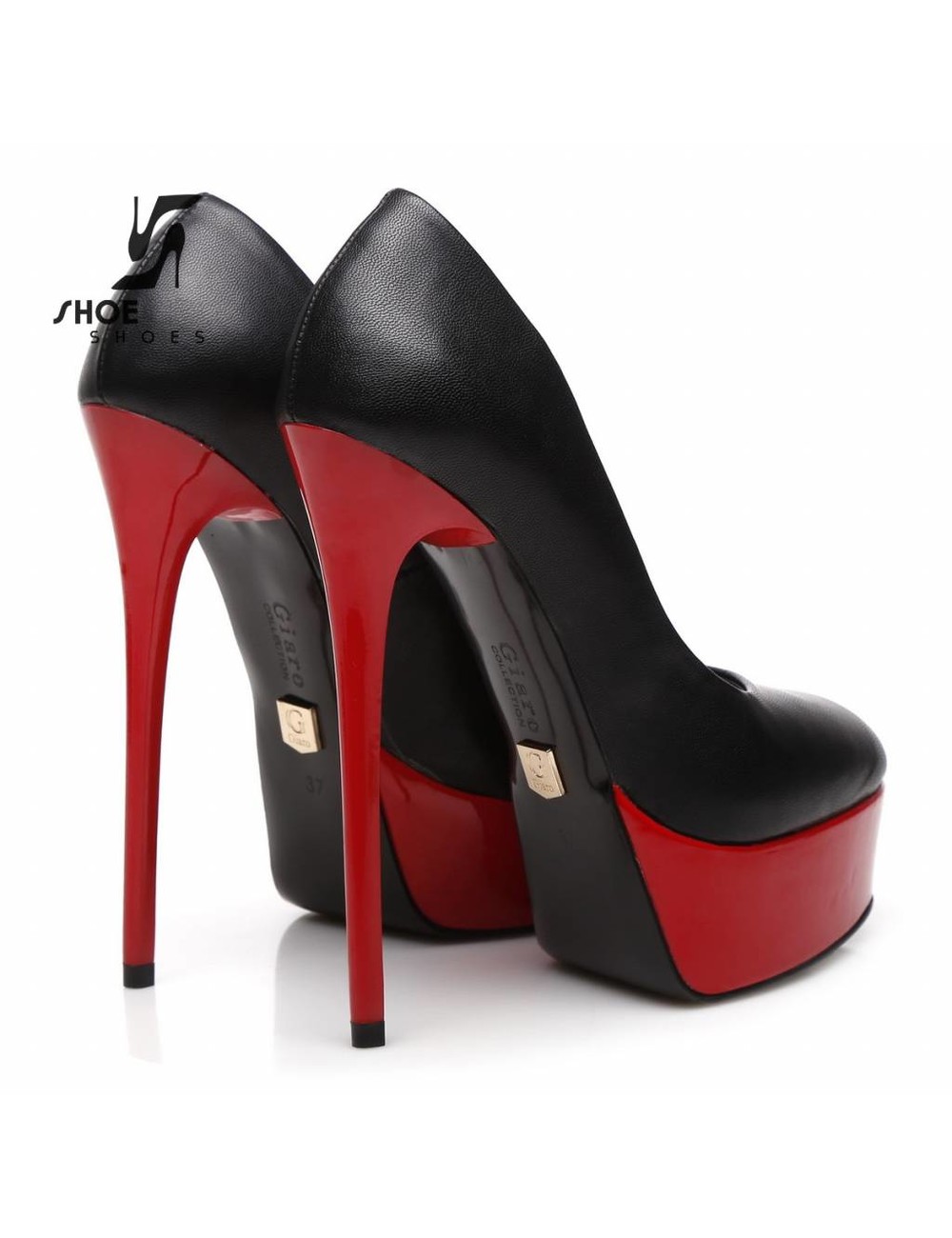 Red and black store high heel shoes